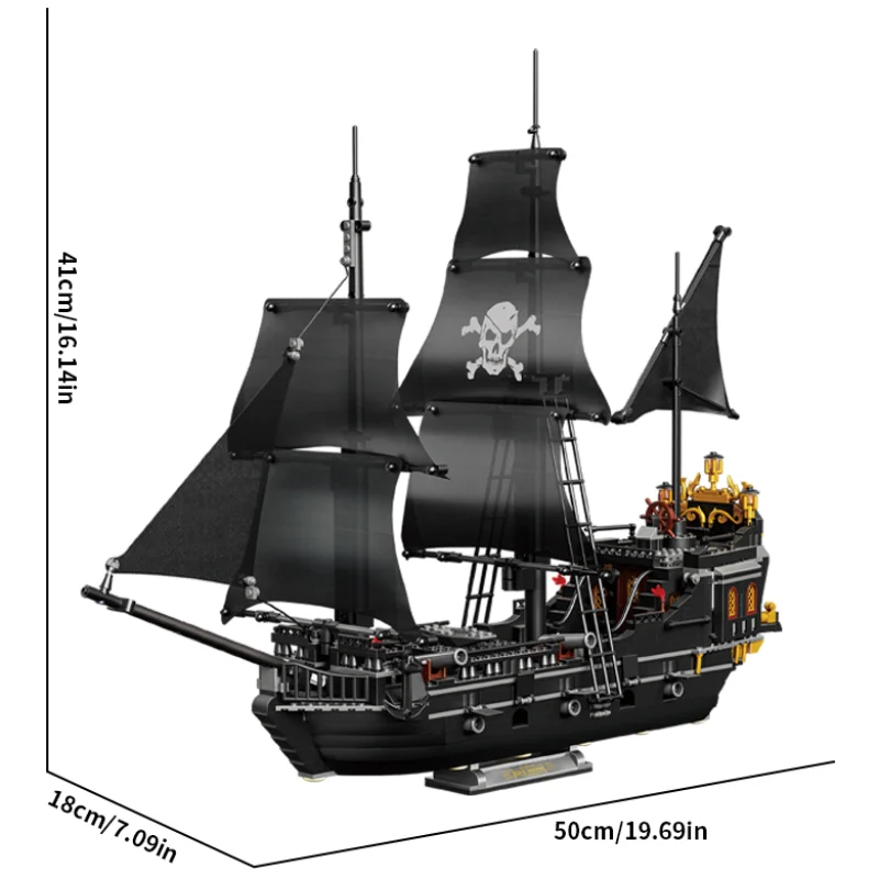 Barco Pirata Negro de Construcción – Esqueleto Fantasma - imagen 2
