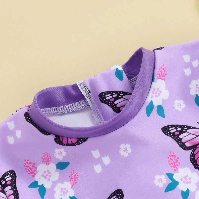 Bikini de niña manga larga con estampado floral y mariposas - imagen 3