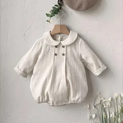 MILANCEL Mono de lino bebé cuello Peter Pan para recién nacido