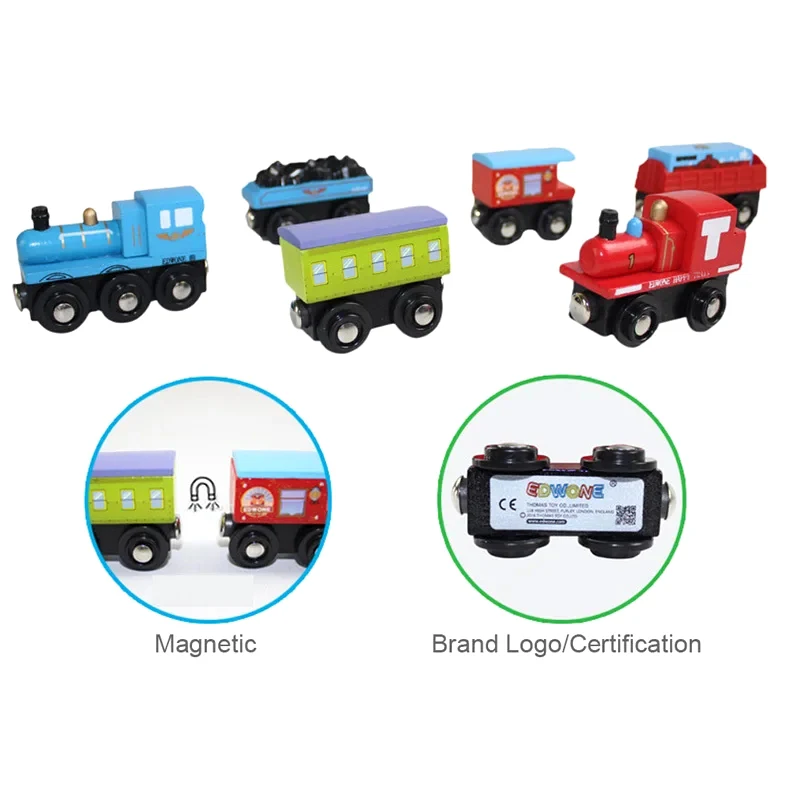 Tren magnético de madera compatible con todas las marcas para niños