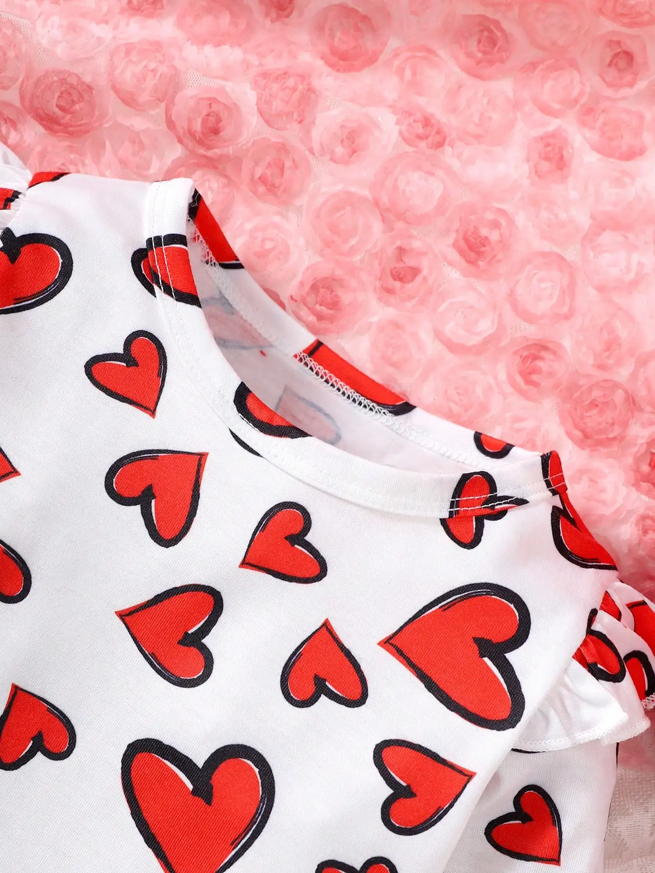 Conjunto San Valentín para niña – Top corazón y falda roja - imagen 5