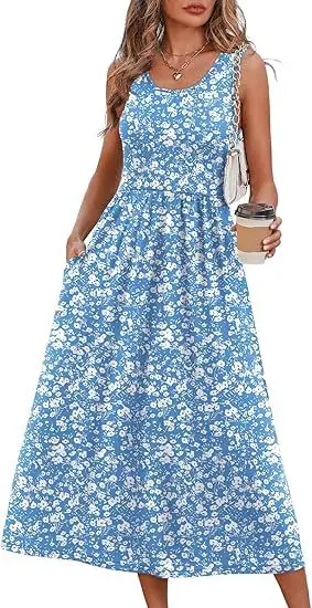 Vestido de verano sin mangas con bolsillos y corte en A - imagen 5