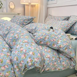 Juego de ropa de cama de algodón para cuna de niña con osito