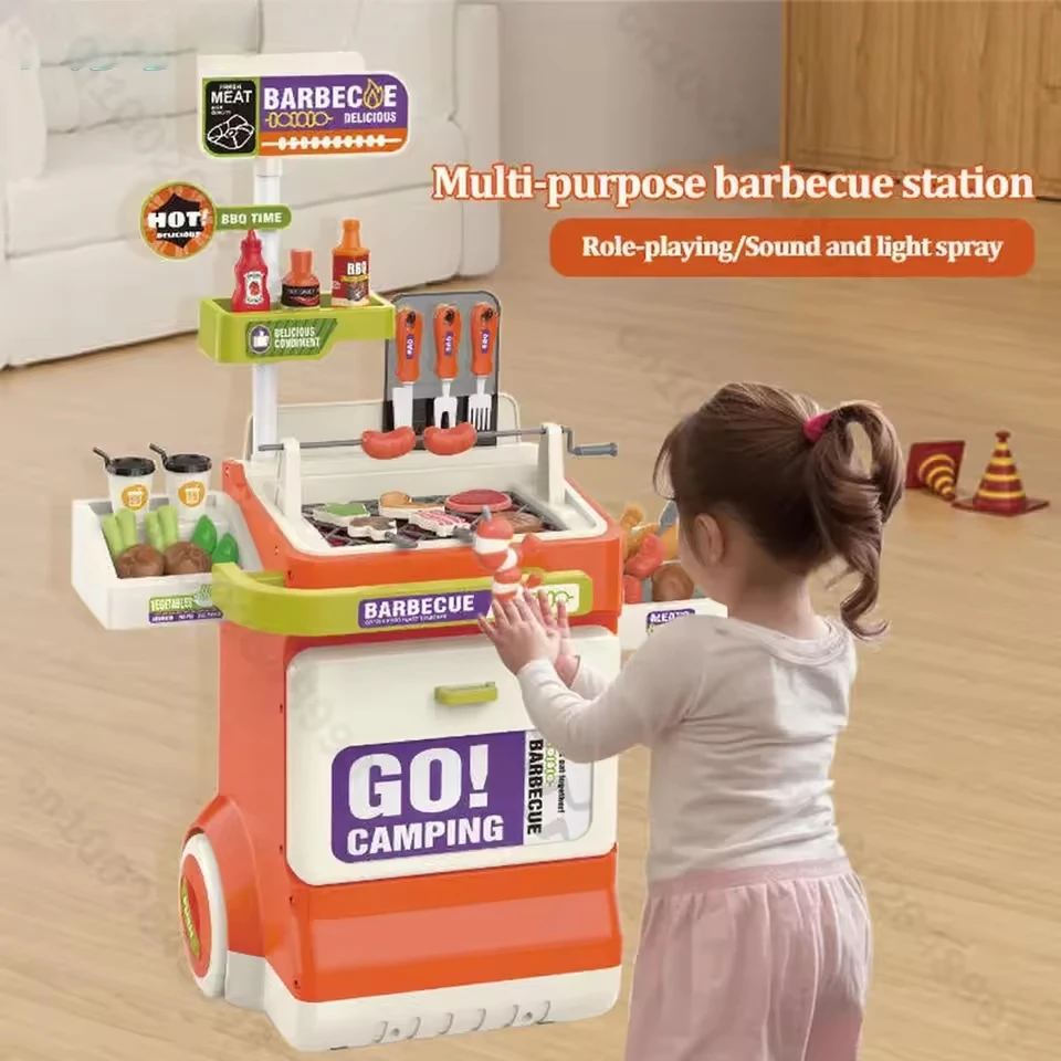 Juego de cocina infantil chef con carrito para barbacoa y luces - imagen 5