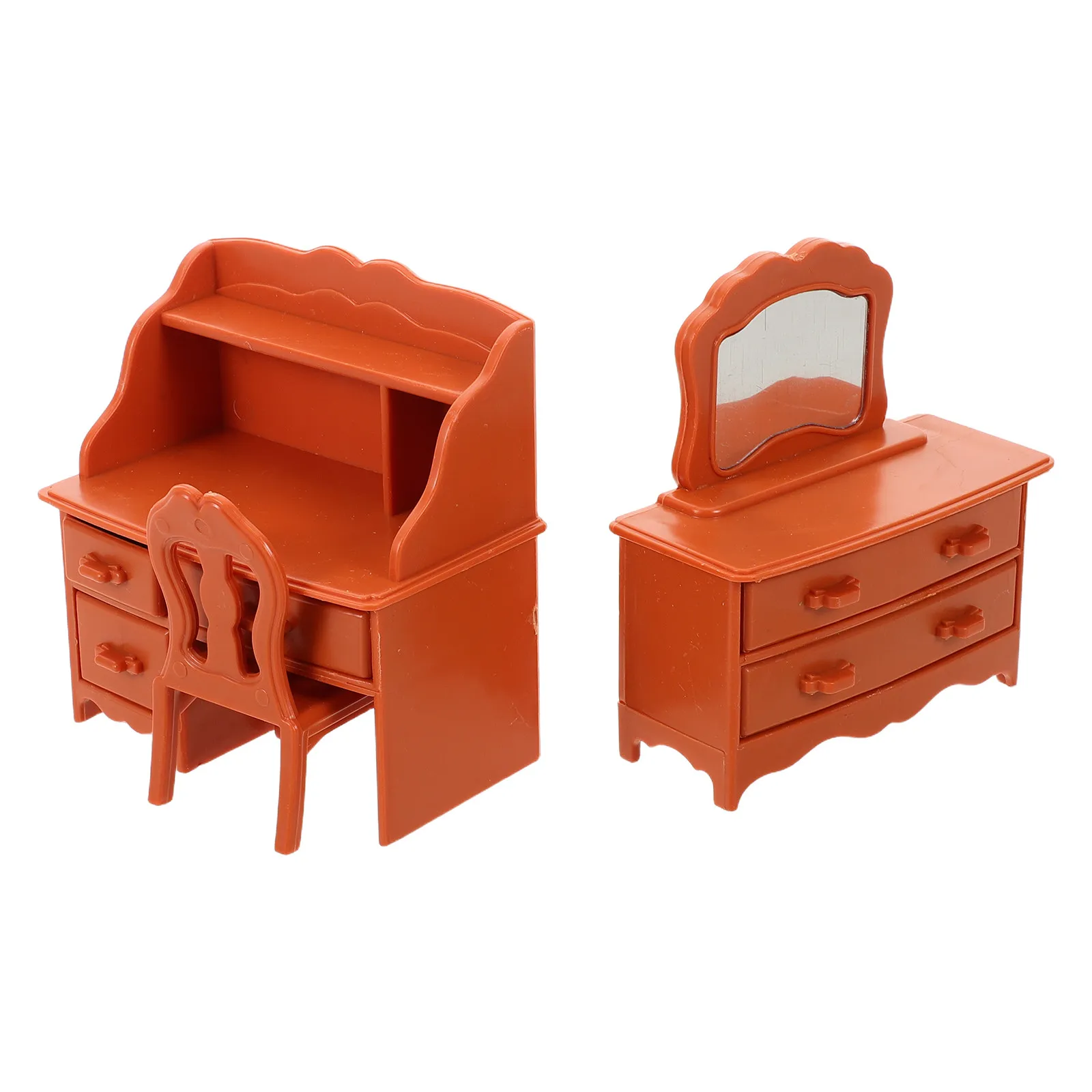 Juego de tocador infantil en miniatura con espejo y taburete - imagen 3