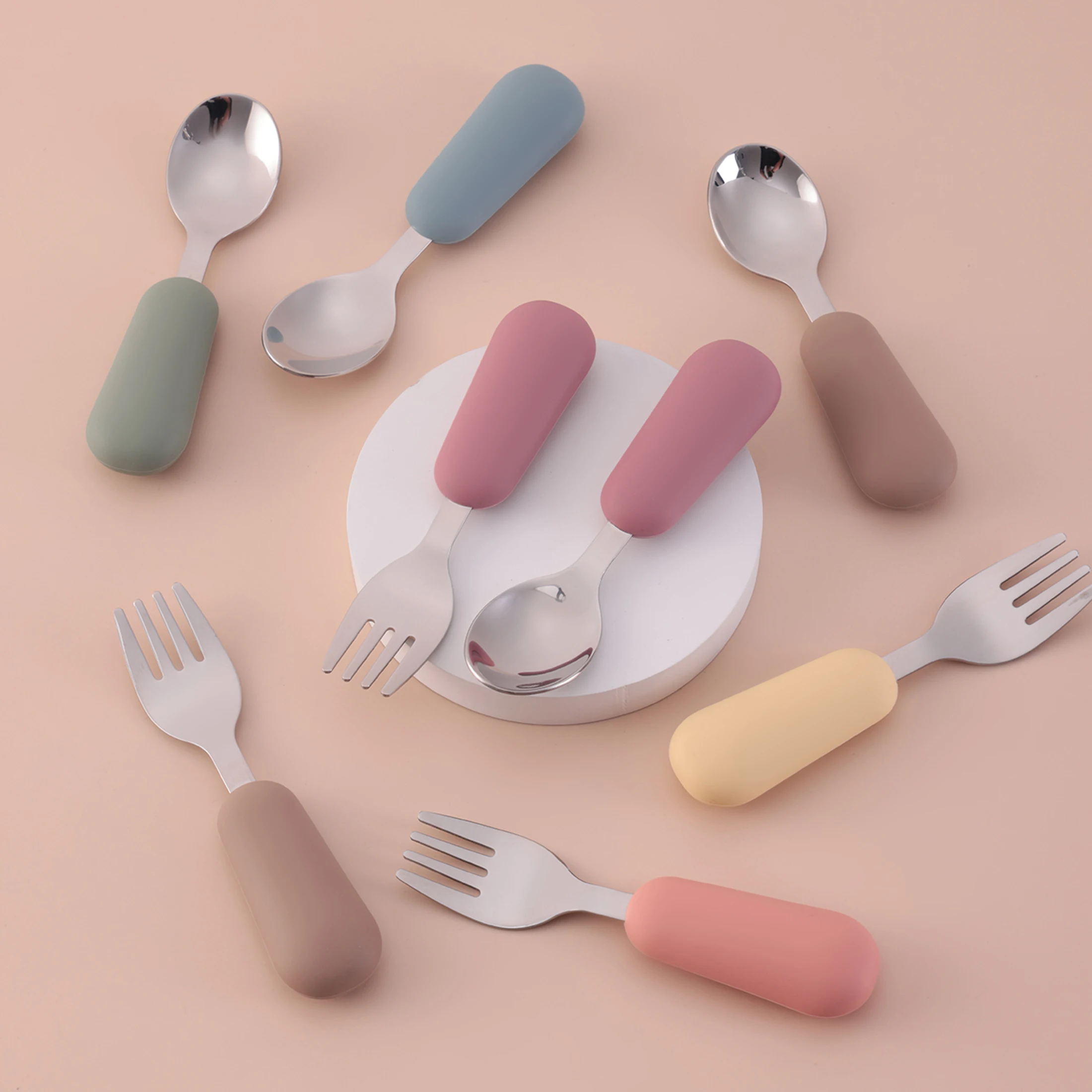 Tenedor y cuchara de acero inoxidable para bebé – Sin BPA - imagen 3