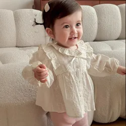 Blusa infantil floral de algodón cuello redondo