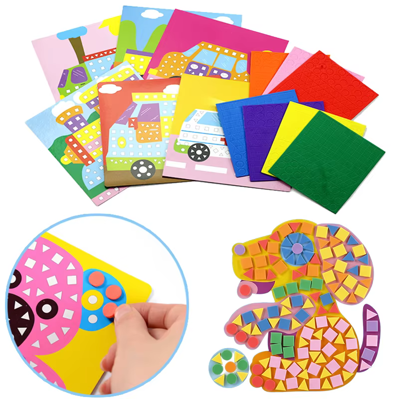 Pegatinas infantiles autoadhesivas de dibujos mosaico ZYF para DIY