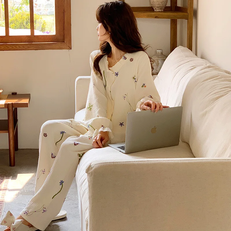 Pijama lactancia algodón fino para hogar, manga larga - imagen 5