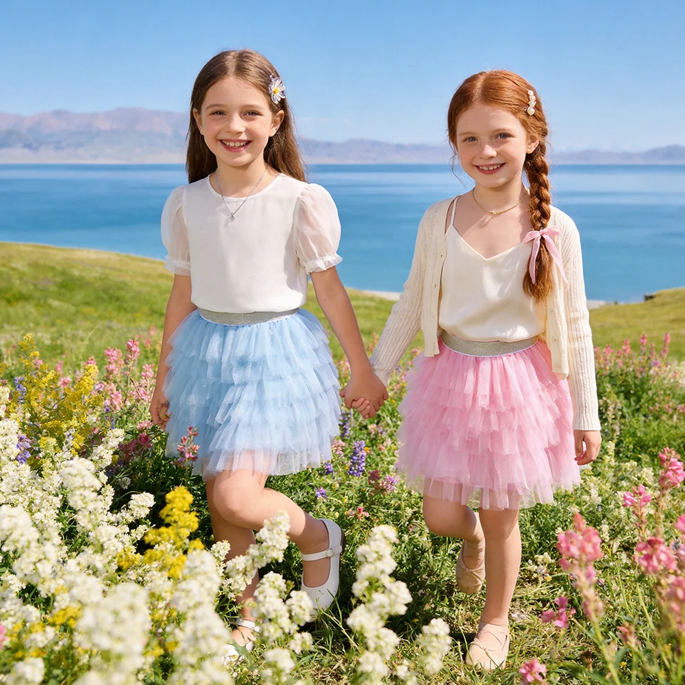 DXTON minifalda de tul para niñas – ballet esponjoso en capas - imagen 2