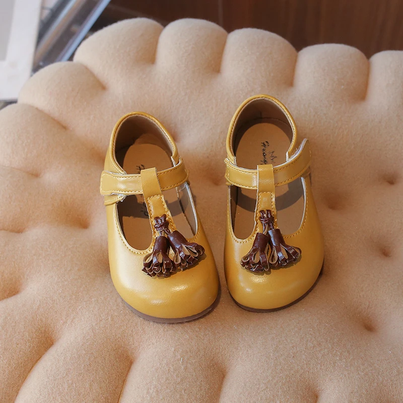 Zapatos de cuero antideslizantes de princesa con borlas para bebé - imagen 2