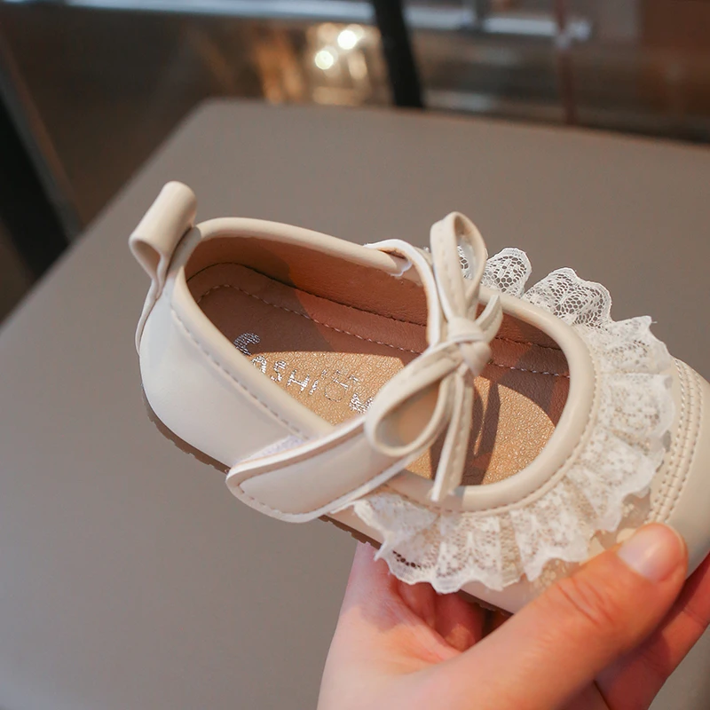 Zapatos de cuero para niña con encaje estilo princesa antideslizantes - imagen 2