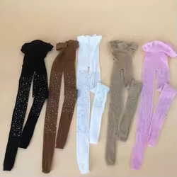 Medias de red infantiles para niñas con purpurina y encaje a la moda