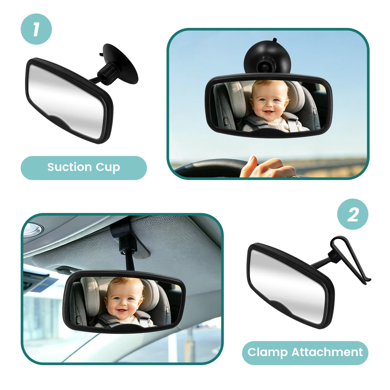 Espejo retrovisor para bebé irrompible 360° de ángulo amplio