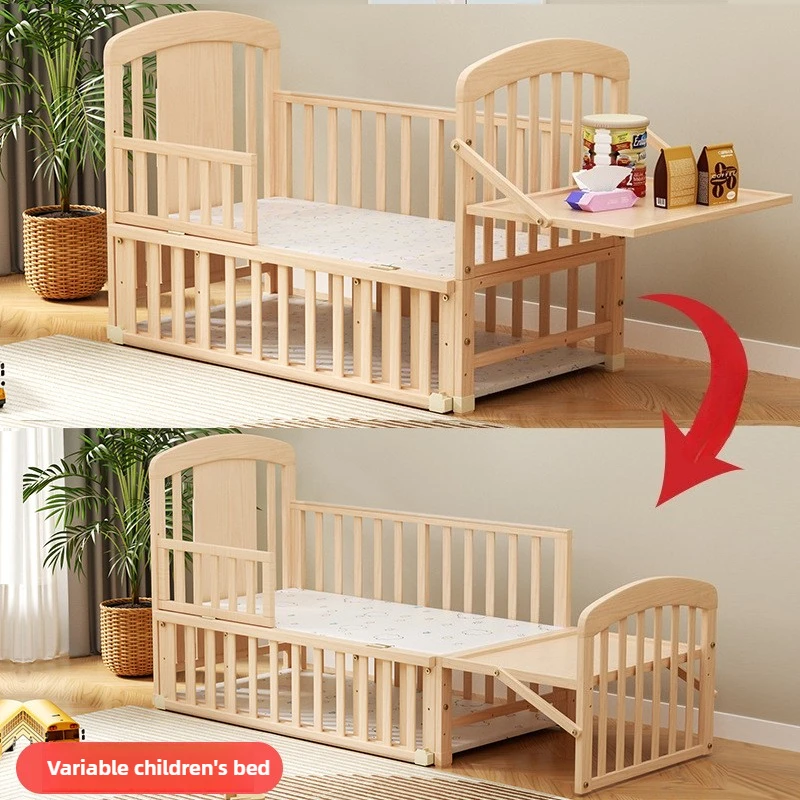 Cuna mecedora de madera maciza con ruedas y mosquitera - imagen 2