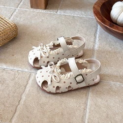 Sandalias de verano con encaje antideslizantes de suela suave para niñas