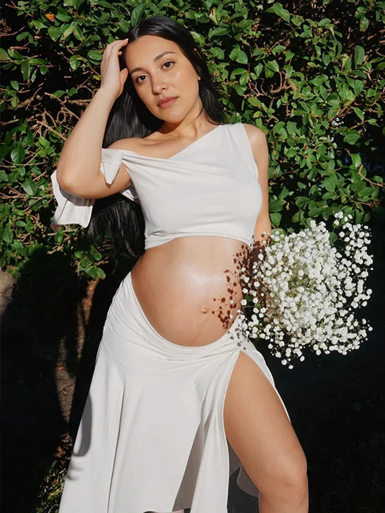 Vestido premamá para sesión de fotos – Elegante conjunto de dos piezas - imagen 2