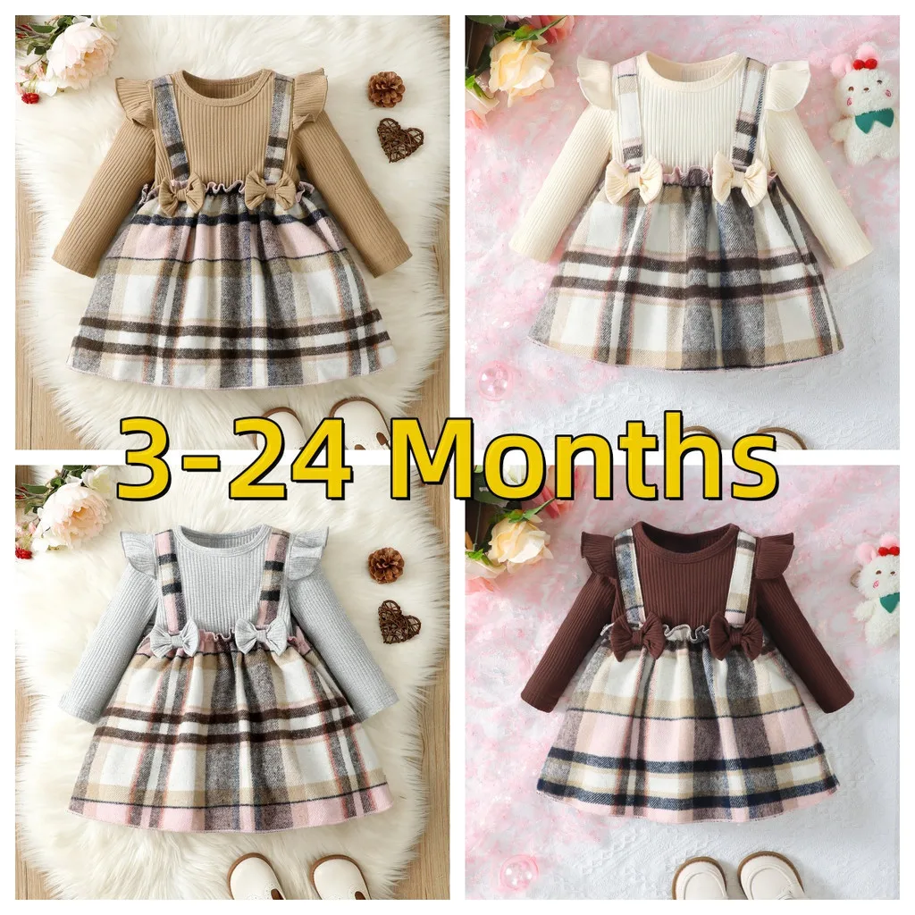 Vestido cuadros manga larga para niña – Estilo primavera/otoño - imagen 4