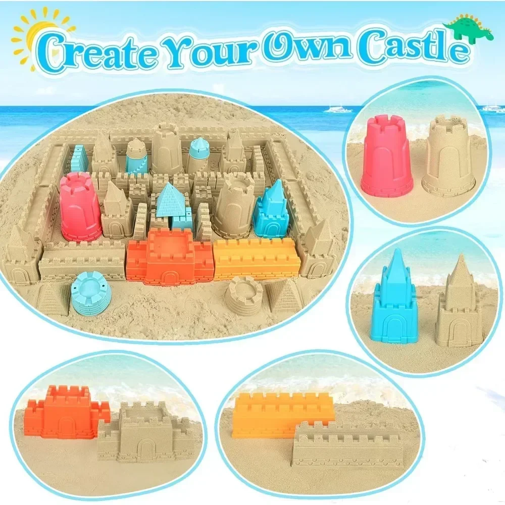 Juguetes de playa en bolsa malla: cubo, palas y molde castillo - imagen 3