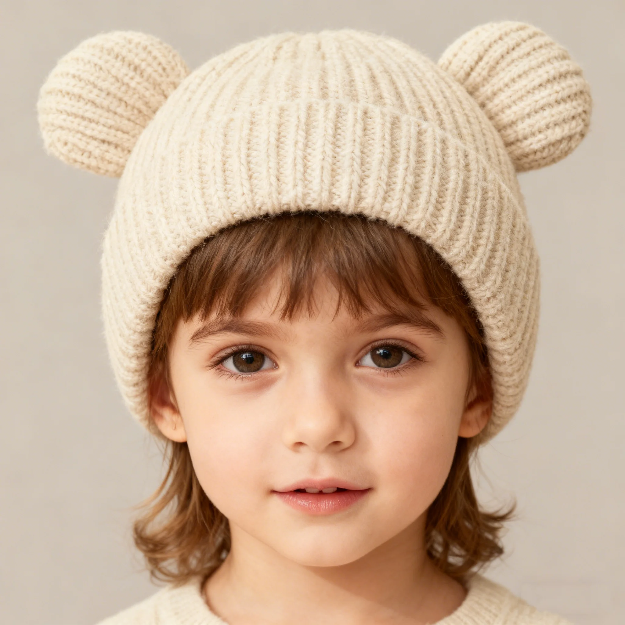 Gorro con orejas de oso en algodón ganchillo para bebés otoño invierno - imagen 5