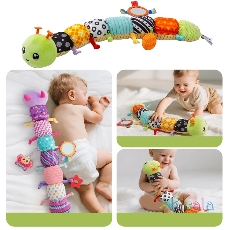 Peluche oruga musical sensorial con sonajeros y arrugas bebé - imagen 5