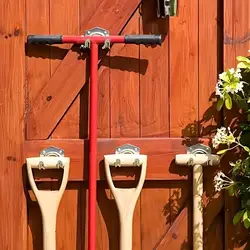 Colgador doble de pared para jardín y herramientas en garaje