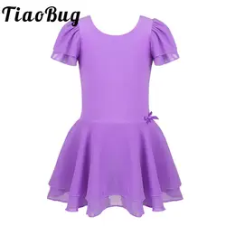 Vestido de ballet para niñas con tutú y leotardo de manga corta