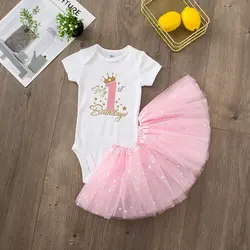 Vestido de primer cumpleaños con tutú rosa - conjunto fiesta