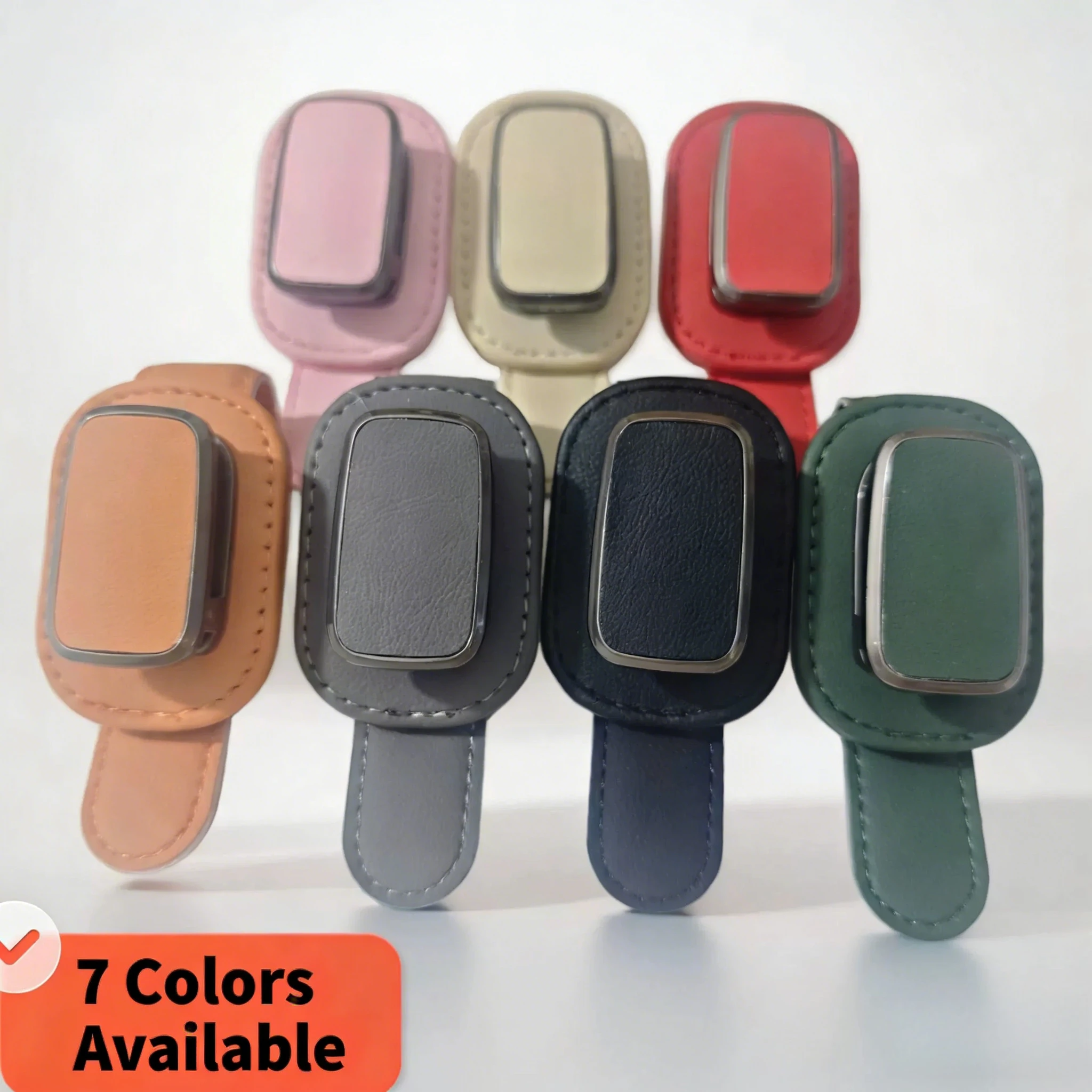 Clip para visera del coche en cuero PU: soporte gafas antiarañazos - imagen 3
