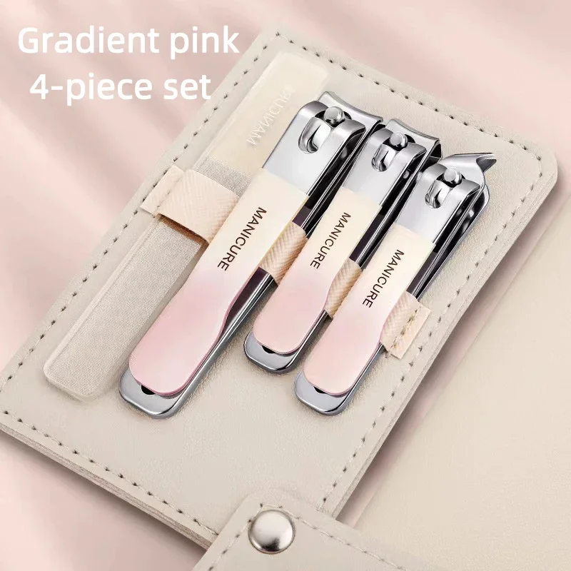 Kit de manicura en acero inoxidable para viajes con cortaúñas