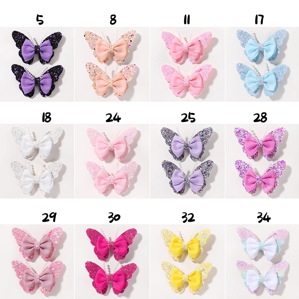 Pinzas para el pelo mariposa con purpurina arcoíris para niñas - imagen 4