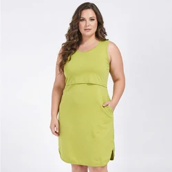 Vestido de lactancia sin mangas con bolsillos laterales holgado