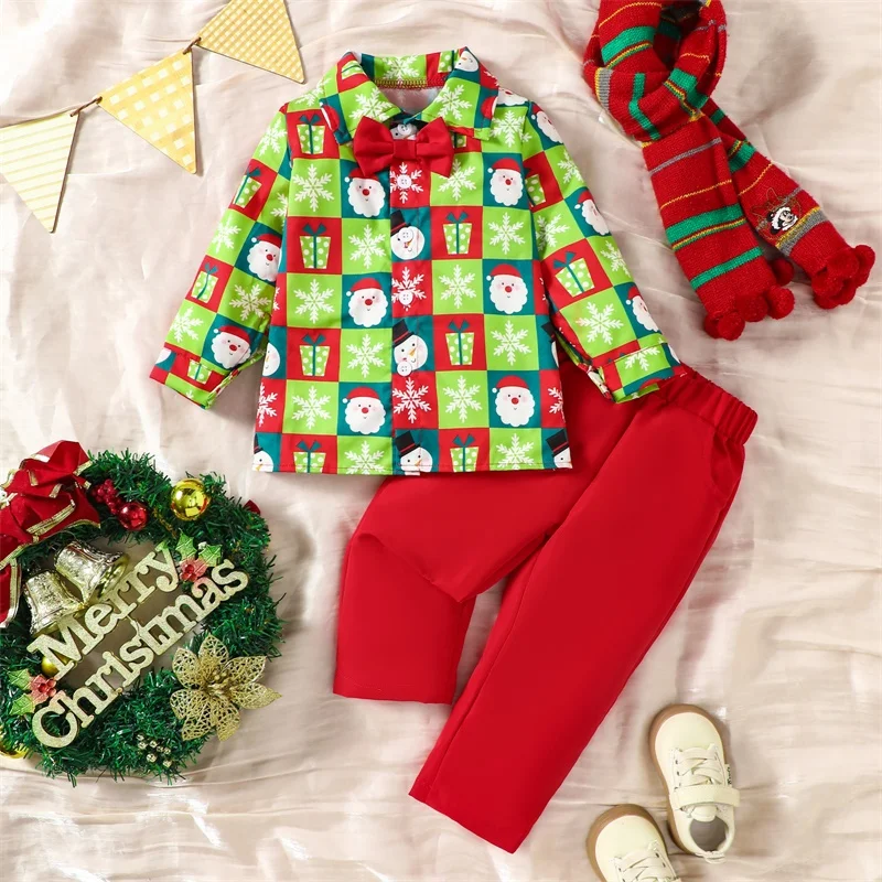 Conjunto navideño para niño – Camisa Papá Noel y pantalón - imagen 5