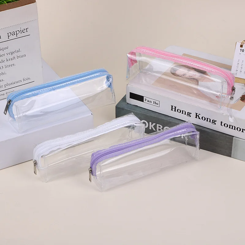 Estuche transparente con cremallera para lápices y bolígrafos escolar - imagen 3