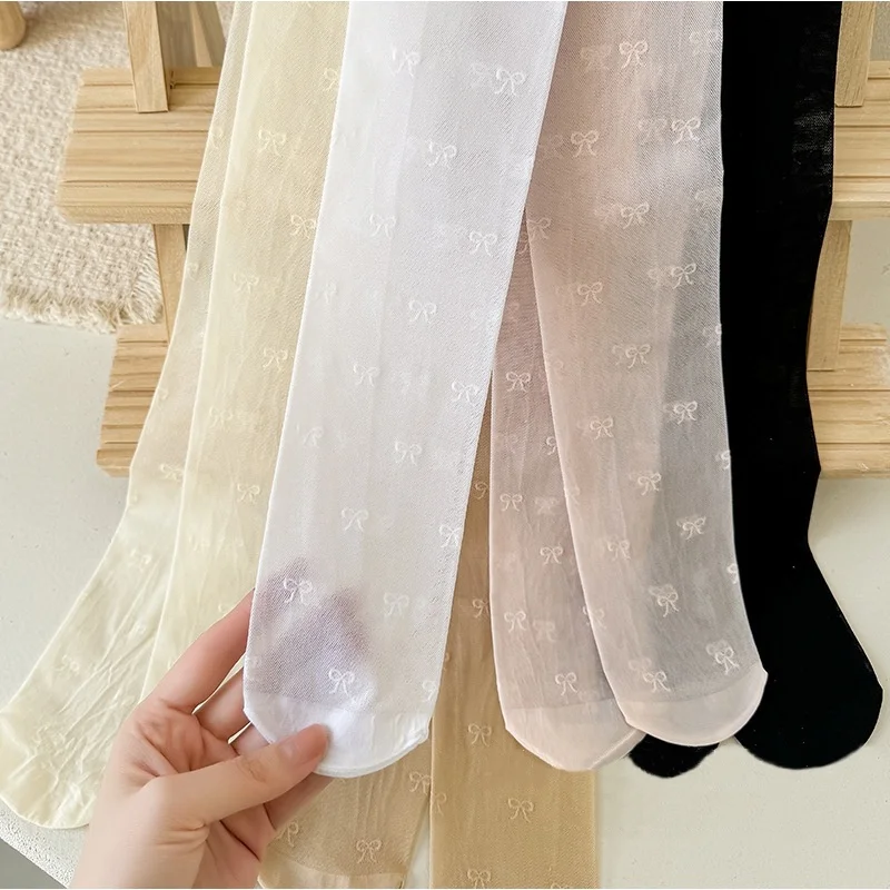 Pantimedias finas de verano con lazo y estampado para niñas - imagen 4