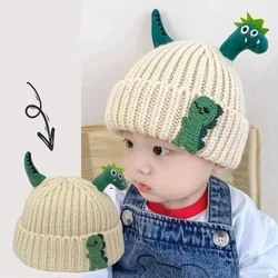 Gorro de punto dinosaurio para niños y niñas, cálido cortaviento
