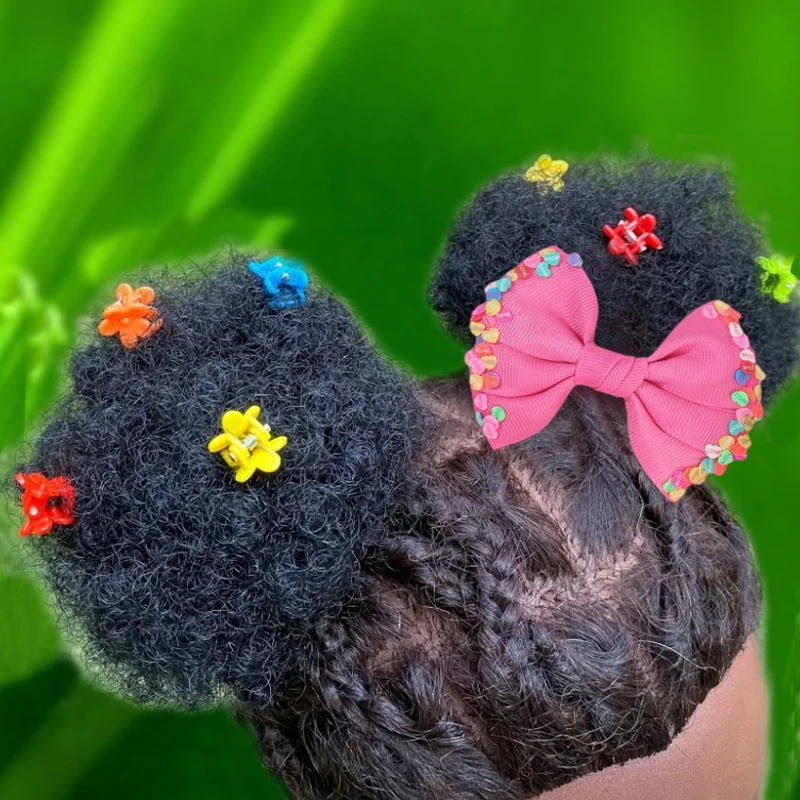 Moños para el pelo Afro Puff rizados con garra elástica - imagen 5