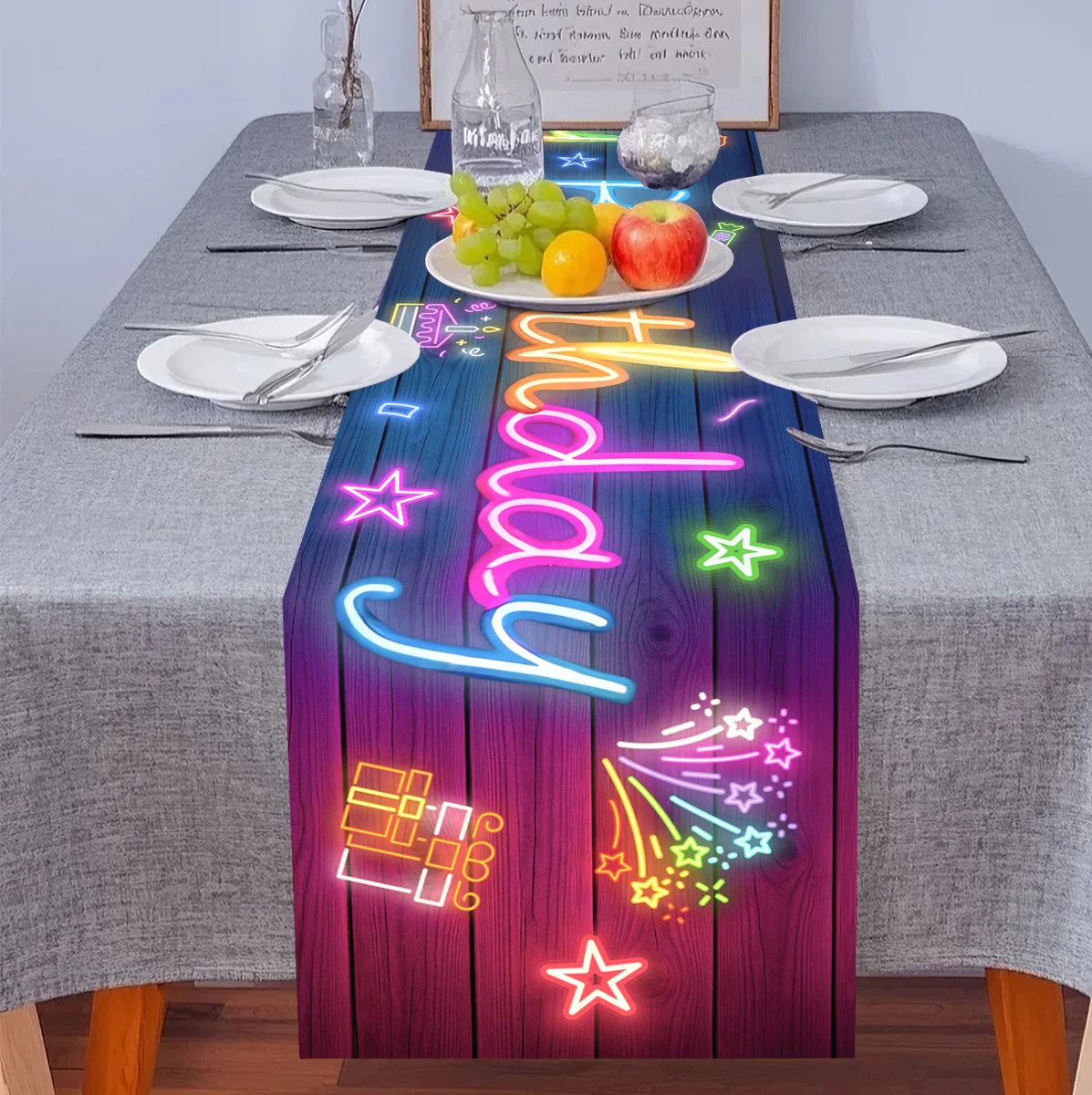 Camino de mesa neón fluorescente para fiesta de cumpleaños - imagen 4