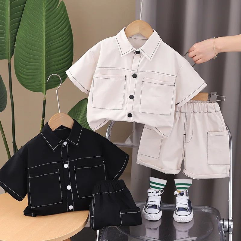 Conjunto de verano bebé: camisa manga corta y pantalón corto