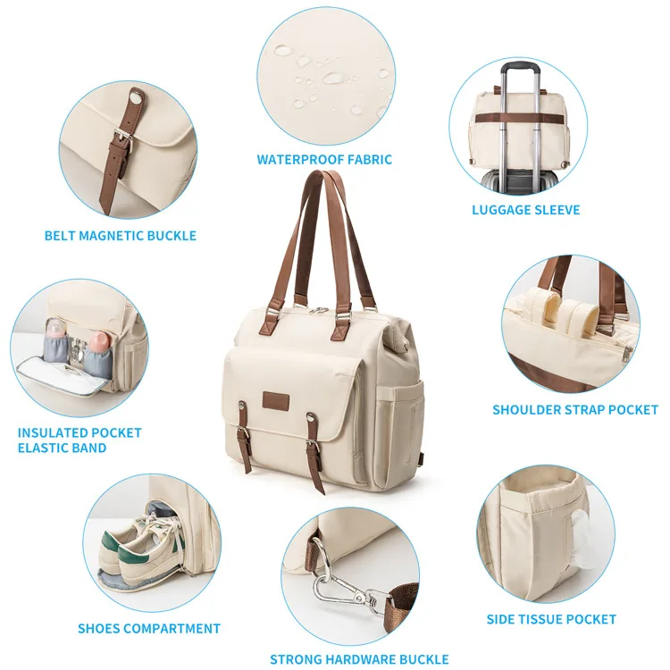 PANGDUBE Mochila pañalera impermeable con bolsillo térmico - imagen 2