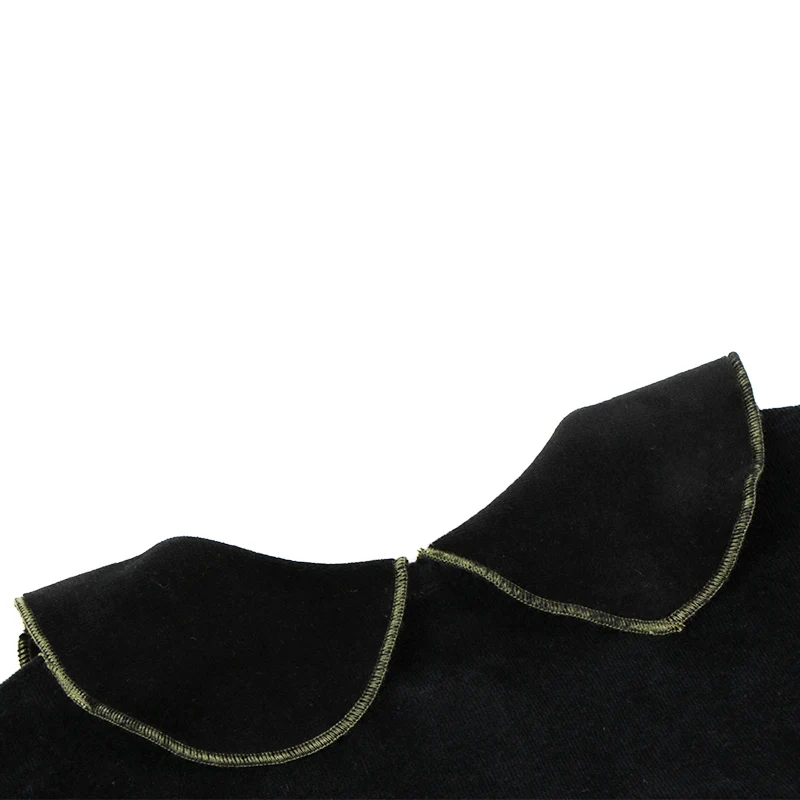 Vestido terciopelo verde para niña – Cuello Peter con botones delanteros - imagen 2