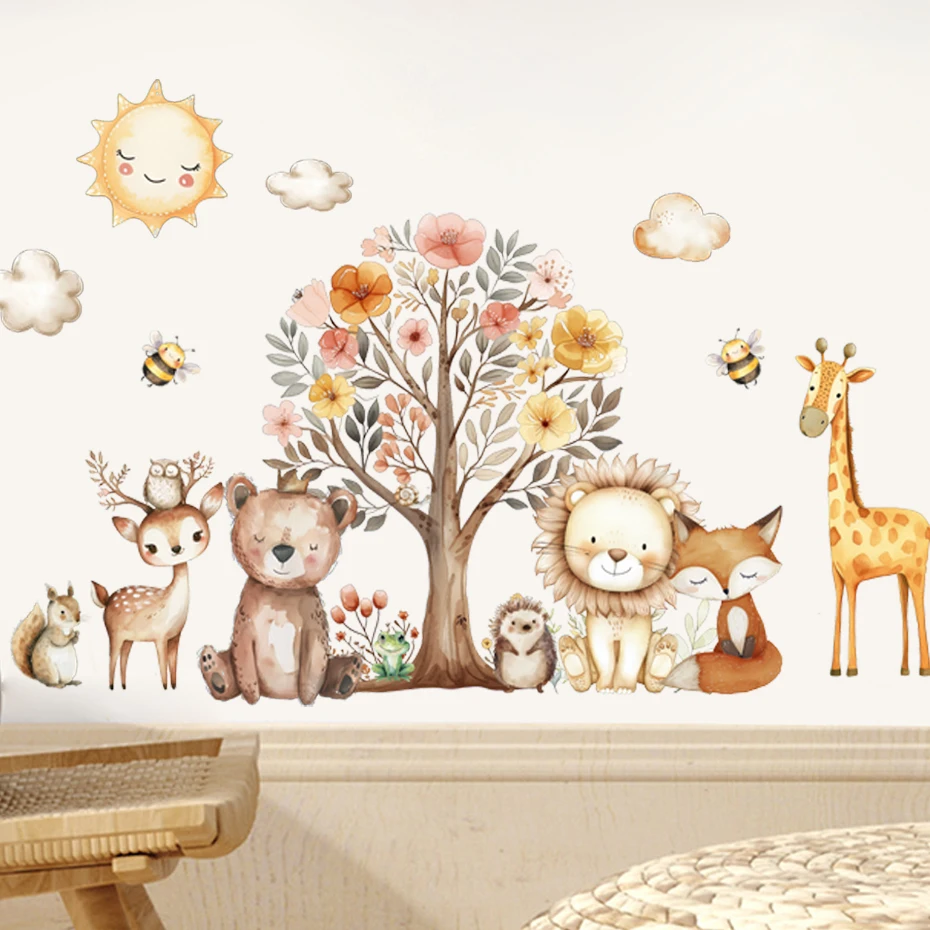 Pegatinas de pared infantiles animales dibujos para habitación niños