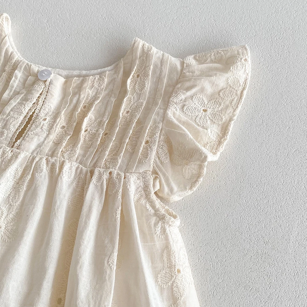 Vestido plisado de princesa con mangas en encaje y volantes - imagen 2