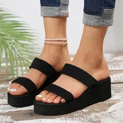 Sandalias de cuña plataforma negras para verano – Cómodas