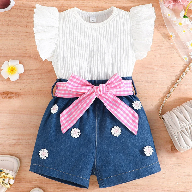 Conjunto de verano para niña: camiseta blanca sin mangas y vaquero - imagen 4