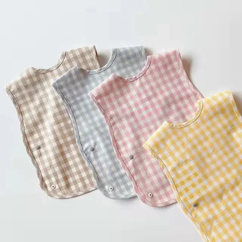 Babero impermeable de algodón a cuadros para bebé recién nacido - imagen 5
