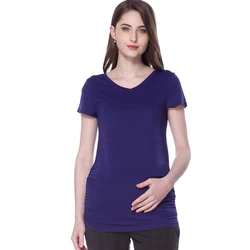Camiseta premamá de modal transpirable de manga corta holgada