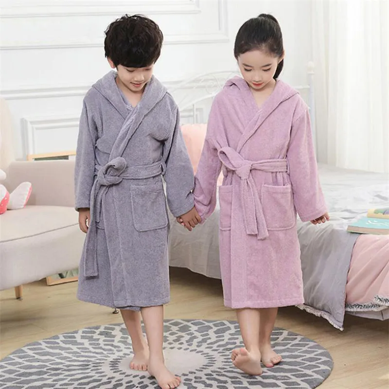 Albornoz de algodón con capucha para niños y niñas, rizo suave