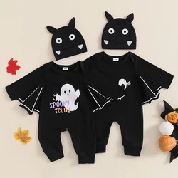 SUNSIOM Pelele Halloween bebé - Body fantasma con sombrero murciélago