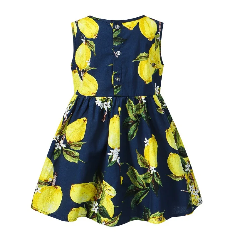 Vestidos de verano sin mangas de algodón para niñas con limón - imagen 2